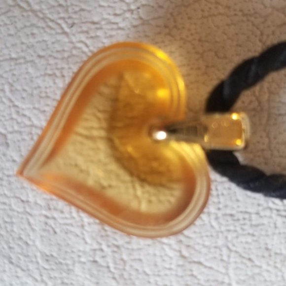 Lalique Amber Crystal Heart Necklace - Picture 6 of 12